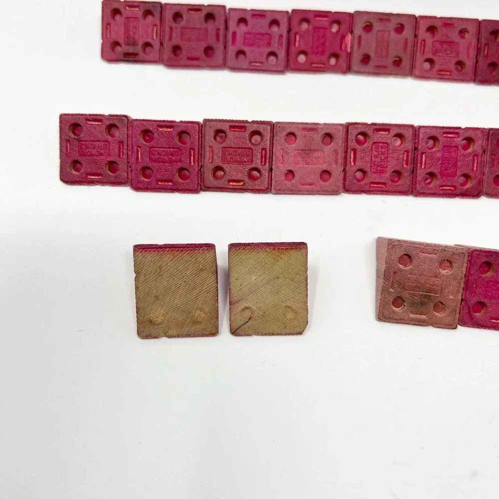 VTG American Bricks 2LB Halsam Wood Building Blocks Bulk Lot Red /Yellow USA